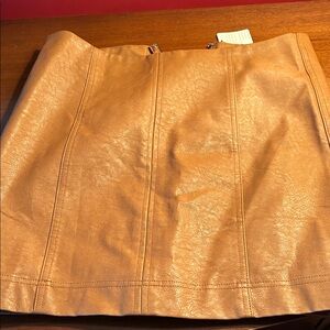 NWT She and Sky Faux Brown Leather Skirt